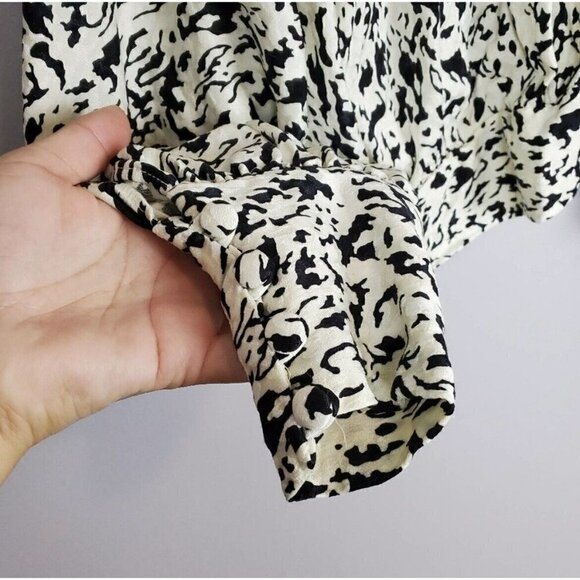 ZARA wrapped dolman balloon sleeve blouse top XSMALL IVORY black abstract print - Picture 9 of 16
